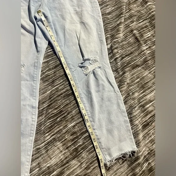 Loft Destructed Light Blue Curvy high waist ankle jeans - Picture 5 of 8